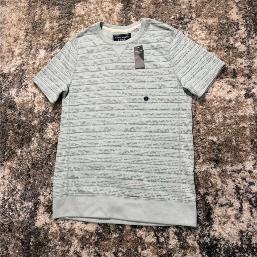NWT Abercrombie Textured Sage Green Short Sleeve Sweatshirt Size Small